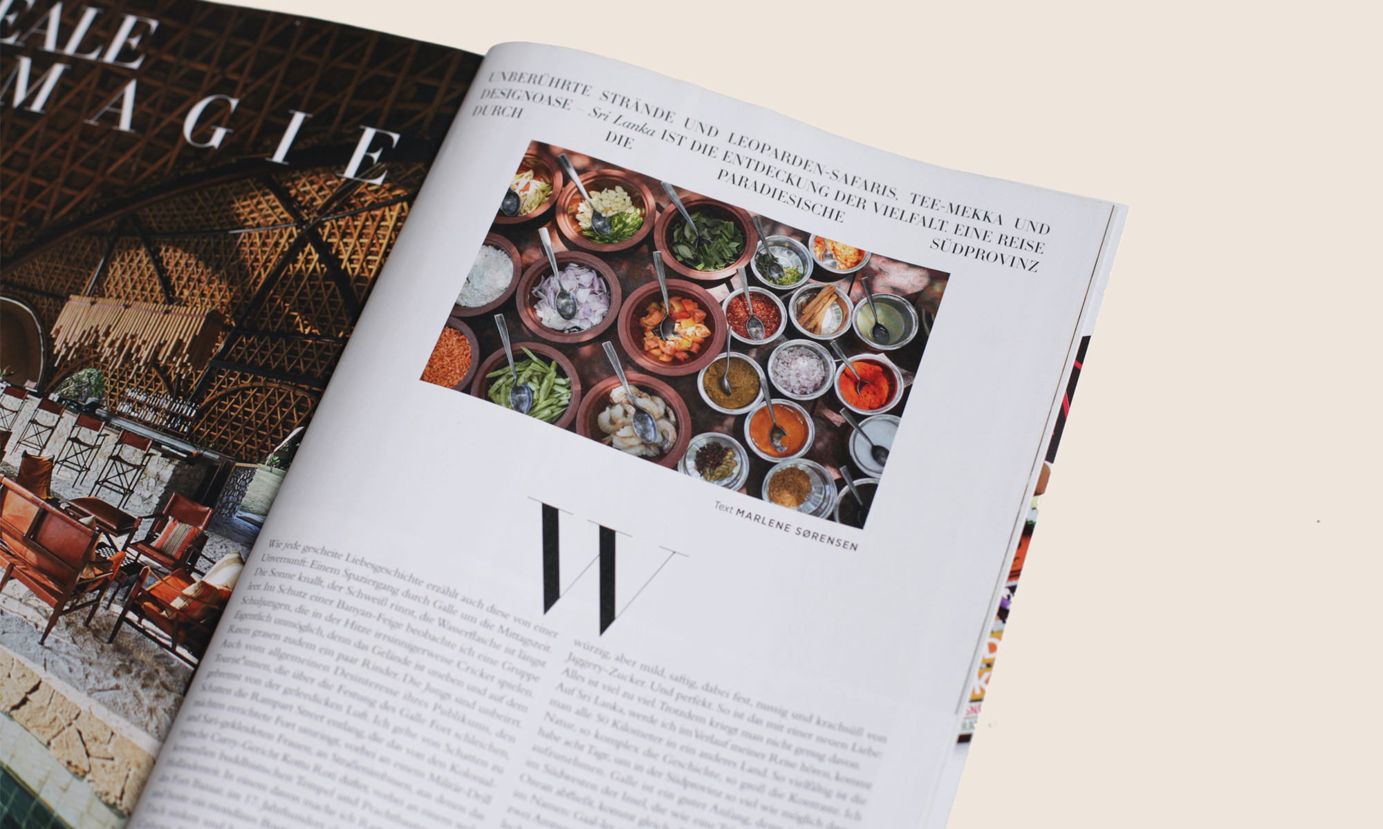 Magazine page from the Sri Lanka travel story